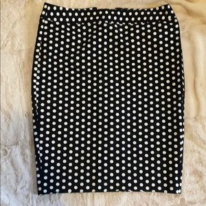 Loft Black and white polka dot pencil skirt